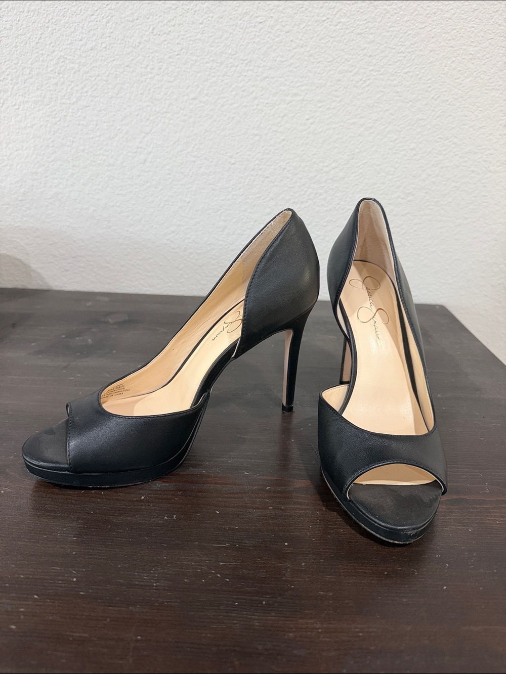 Jessica Simpson Black Peep-Toe Stiletto Heels